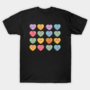 Funny Xray Valentines Candy Hearts BK Background T-Shirt